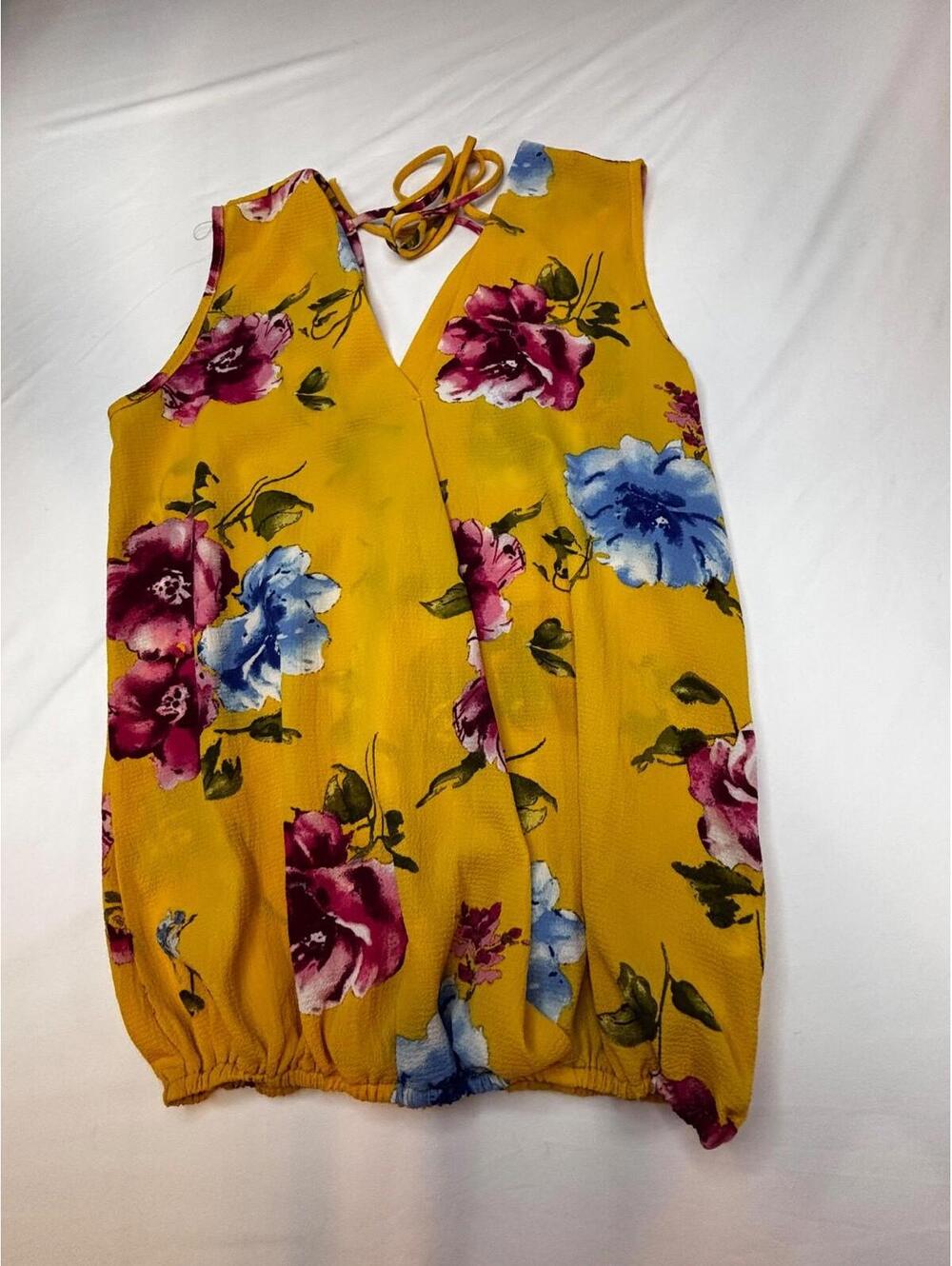 Cake Top Women's Small V Neck Short Dolman Sleeve Mixed Print Blouse